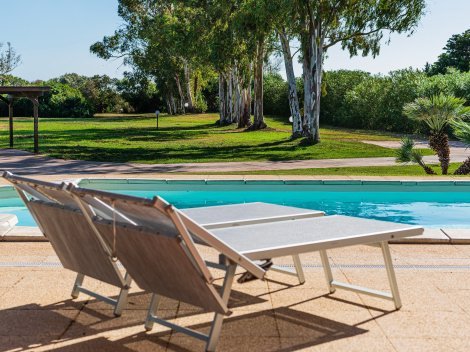 Der  Garten endet an einer Baumreihe vor den Sanddünen